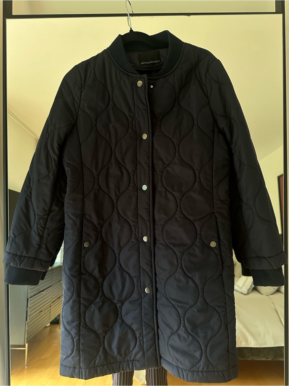 Banana Republic quilted navy blue long coat